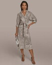 【送料無料】 ダナ キャラン ニューヨーク レディース ワンピース トップス Women's Floral Tie-Front Dress Clay Cream...
