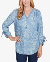 【送料無料】 アルフレッド ダナー レディース シャツ トップス Women's Classic Super Soft Scroll V-Neck Henley Top Blue(4)