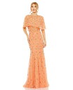 【送料無料】 マックダガル レディース ワンピース トップス Women's Embellished Illusion Cape Sleeve Trumpet ...
