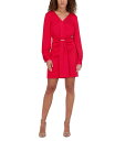 【送料無料】 ケンジー レディース ワンピース トップス Women's V-Neck Draped Blouson-Sleeve Sheath Dress R...