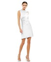 【送料無料】 マックダガル レディース ワンピース トップス Women's Rhinestone Neckline Draped Mini Dress Whi...