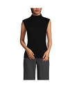 【送料無料】 ランズエンド レディース シャツ トップス Women's Cap Sleeve Drapey Rib Fitted Funnel Neck Tank Black