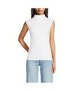 【送料無料】 ランズエンド レディース シャツ トップス Women's Cap Sleeve Drapey Rib Fitted Funnel Neck Tank White