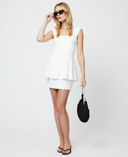 【送料無料】 フレンチコネクション レディース ワンピース トップス Women's Whisper Peplum Square-Neck Mini Dress Summer White 【送料無料】 フレンチコネクション レディース ワンピース トップス Women's Whisper Peplum Square-Neck Mini Dress Summer White