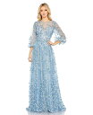 【送料無料】 マックダガル レディース ワンピース トップス Women's Embroidered Puff Sleeve A-Line Gown Blue