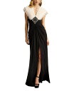 【送料無料】 タダシショージ レディース ワンピース トップス Amelie Lace Trim Chiffon Gown Bk/iv