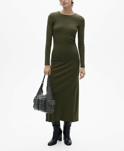 【送料無料】 マンゴ レディース ワンピース トップス Women's Cotton Midi Dress Khaki 【送料無料】 マンゴ レディース ワンピース トップス Women's Cotton Midi Dress Khaki