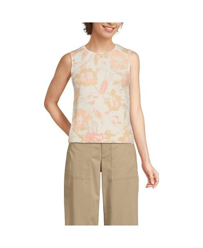 【送料無料】 ランズエンド レディース ニット・セーター アウター Women's Fine Gauge Eyelash Printed Sleeveless Sweater Ivory abstract floral 【送料無料】 ランズエンド レディース ニット・セーター アウター Women's Fine Gauge Eyelash Printed Sleeveless Sweater Ivory abstract floral