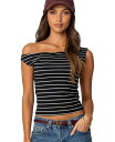 【送料無料】 アディクテッド レディース シャツ トップス Womens Keryn Striped Asymmetric Top Black