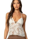 【送料無料】 アディクテッド レディース ニット・セーター アウター Womens Sheer Crochet Babydoll Halter Top Cream(4)