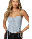 【送料無料】 アディクテッド レディース シャツ トップス Womens Lois Lace Up Pinstripe Corset Light-blue