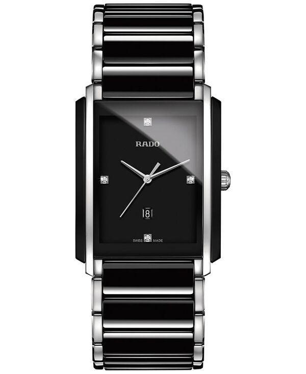 ラド メンズ アクセサリー 腕時計 Tシャツ Rado Unisex Swiss Integral Diamond Accent Black Ceramic and Stainless Steel Bracelet Watch 31mm R20206712 No Color ブラック