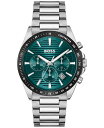 【送料無料】 ヒューゴボス メンズ 腕時計 アクセサリー Men's Strike Quartz Chronograph Silver-Tone Stainless-Steel Watch 41mm Silver-tone(2)