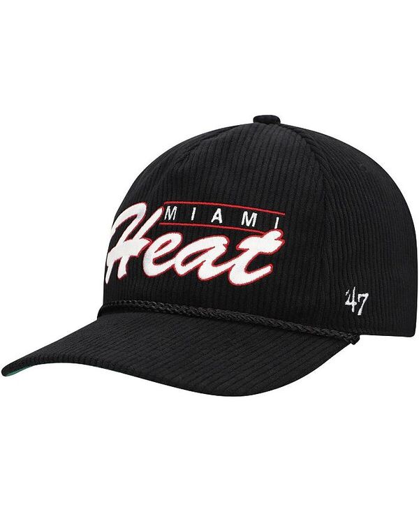 【送料無料】 47ブランド メンズ 帽子 アクセサリー Men's Black Miami Heat Double Header Sidepatch Cord Hitch Adjustable Hat Black