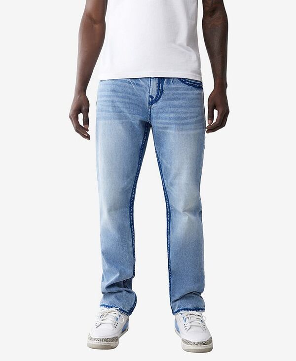 【送料無料】 トゥルーレリジョン メンズ デニムパンツ ボトムス Men's Ricky Rope Stitch Flap Straight Jean Rocky point light wash