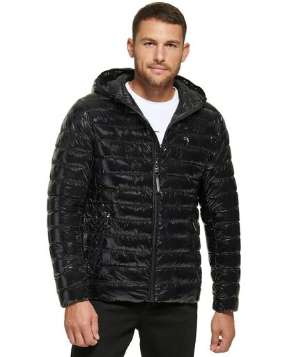 【送料無料】 カルバンクライン メンズ ジャケット・ブルゾン アウター Men's Hooded & Quilted Packable Jacket Shiny Black 【送料無料】 カルバンクライン メンズ ジャケット・ブルゾン アウター Men's Hooded & Quilted Packable Jacket Shiny Black
