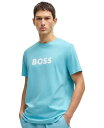 【送料無料】 ヒューゴボス メンズ Tシャツ トップス Men's Cotton Contrast Logo Relaxed-Fit T-Shirt Open Blue(4)