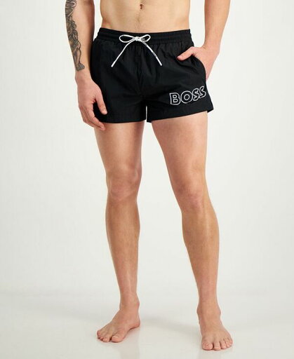 【送料無料】 ヒューゴボス メンズ ハーフパンツ・ショーツ 水着 Men's Mooneye Outlined Logo Drawstring 3" Swim Trunks Black 【送料無料】 ヒューゴボス メンズ ハーフパンツ・ショーツ 水着 Men's Mooneye Outlined Logo Drawstring 3" Swim Trunks Black