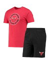 【送料無料】 コンセプツ スポーツ メンズ Tシャツ トップス Men's Black Red Chicago Bulls T-shirt and Shorts Sleep Set Black Red