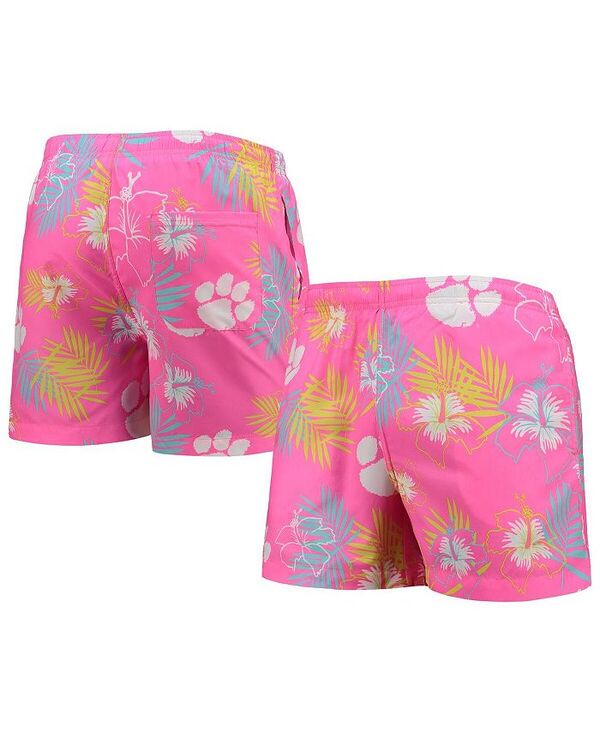 フォコ メンズ 水着 ハーフパンツ・ショーツ フラワー柄 フラワー FOCO Men's Pink Clemson Tigers Neon Floral Swim Trunks Pink ピンク