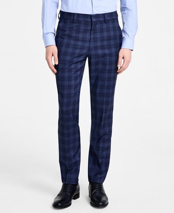 【送料無料】 ヒューゴボス メンズ カジュアルパンツ ボトムス Men's Modern-Fit Plaid Suit Pants Navy Plaid