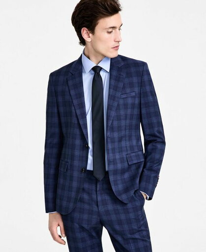 【送料無料】 ヒューゴボス メンズ ジャケット・ブルゾン アウター Men's Modern-Fit Wool Plaid Suit Jacket Navy Plaid 【送料無料】 ヒューゴボス メンズ ジャケット・ブルゾン アウター Men's Modern-Fit Wool Plaid Suit Jacket Navy Plaid