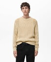 【送料無料】 マンゴ メンズ ニット・セーター アウター Men's Cotton Openwork Knit Sweater Beige