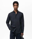 【送料無料】 マンゴ メンズ シャツ トップス Men's Regular-Fit Cotton Shirt Dark Navy