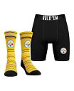 【送料無料】 ロックイーエム メンズ 靴下 アンダーウェア Men's Pittsburgh Steelers Primary Crew Socks Boxer...