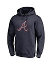 【送料無料】 ファナティクス メンズ パーカー・スウェット アウター Men's Navy Atlanta Braves Static Logo Pullover Hoodie Navy