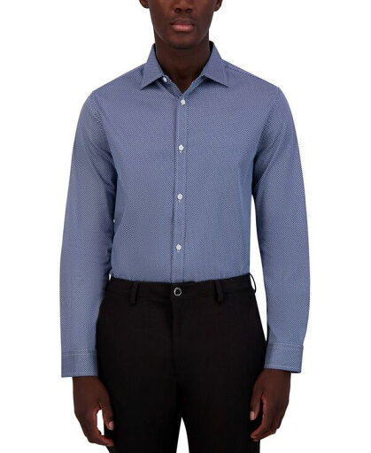 【送料無料】 カール ラガーフェルド メンズ シャツ トップス Men's Slim-Fit Geo-Print Dress Shirt Blue White 【送料無料】 カール ラガーフェルド メンズ シャツ トップス Men's Slim-Fit Geo-Print Dress Shirt Blue White