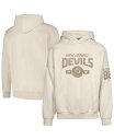 【送料無料】 レベルウェア メンズ パーカー・スウェット アウター Men's Jack Hughes Khaki New Jersey Devils Oversized Contact Name Number Pullover Hoodie Khaki