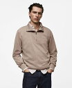 【送料無料】 マンゴ メンズ パーカー・スウェット アウター Men's Funnel-Neck Quarter-Zip Sweatshirt Mink Gray