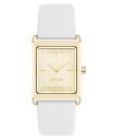 【送料無料】 ナインウェスト レディース 腕時計 アクセサリー Women's Quartz Rectangular Gold-Tone and White Polyurethane Leather Band Watch 26mm White Gold-Tone