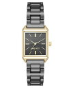 【送料無料】 ナインウェスト レディース 腕時計 アクセサリー Women's Quartz Rectangular Gray and Gold-Tone Metal Alloy Bracelet Watch 24mm Dark Gray Gold-Tone