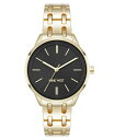 【送料無料】 ナインウェスト レディース 腕時計 アクセサリー Women's Quartz Black and Gold-Tone Metal Alloy Bracelet Watch 33mm Black Gold-Tone