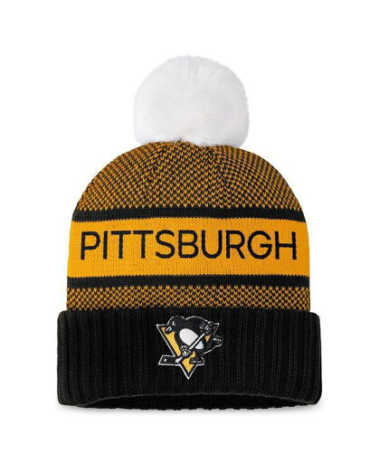 【送料無料】 ファナティクス レディース 帽子 アクセサリー Women's Black/Gold Pittsburgh Penguins Authentic Pro Rink Cuffed with Pom Knit Hat Black Gold 【送料無料】 ファナティクス レディース 帽子 アクセサリー Women's Black/Gold Pittsburgh Penguins Authentic Pro Rink Cuffed with Pom Knit Hat Black Gold