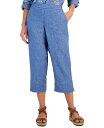 【送料無料】 チャータークラブ レディース カジュアルパンツ ボトムス Petite 100% Linen Pull-On Cropped Pants Blue Ocean