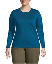 【送料無料】 ランズエンド レディース シャツ トップス Plus Size Relaxed Supima Cotton Long Sleeve Crew Neck T-Shirt Baltic teal