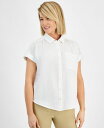【送料無料】 スタイルアンドコー レディース シャツ トップス Petite Cotton Gauze Camp Shirt Bright White(4)