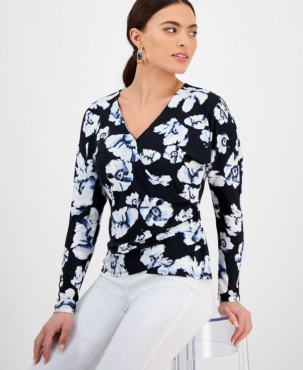 【送料無料】 アイ.エヌ.シー インターナショナル コンセプト レディース シャツ トップス Petite Dolman-Sleeve Floral-Print Top Rav Blooms