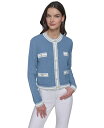 【送料無料】 カール ラガーフェルド レディース ニット・セーター アウター Petite Four-Pocket Tipped Cardigan Blue I...