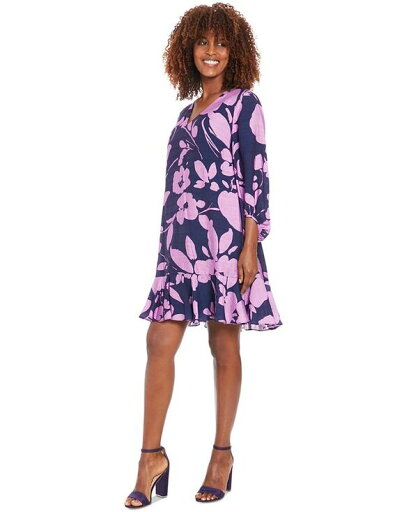 【送料無料】 ロンドンタイムス レディース ワンピース トップス Petite Printed V-Neck Tiered Shift Dress Navy Lilac 【送料無料】 ロンドンタイムス レディース ワンピース トップス Petite Printed V-Neck Tiered Shift Dress Navy Lilac