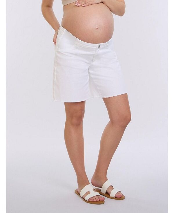 【送料無料】 マザーフッドマタニティー レディース ハーフパンツ・ショーツ ボトムス Women's Under the Belly Maternity Dad Denim Short - Motherhood Maternity Bright white