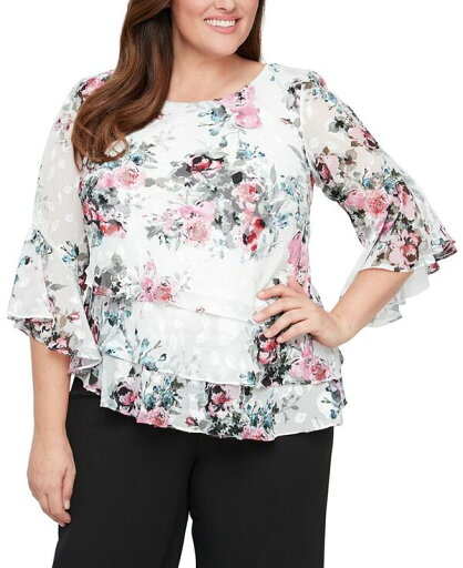 【送料無料】 アレックスイブニングス レディース シャツ トップス Plus Size Floral-Print Blouse Ivory/Pink 【送料無料】 アレックスイブニングス レディース シャツ トップス Plus Size Floral-Print Blouse Ivory/Pink