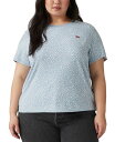 【送料無料】 リーバイス レディース シャツ トップス Plus Size Cotton The Perfect Scattered-Floral Tee Scattered Floral Dusty Blue
