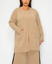 【送料無料】 コイン1804 レディース ニット・セーター アウター Plus Size Textured Rib Front Pocket Side Slit Cardigan Sweater Taupe(4)