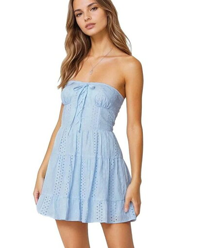 【送料無料】 アディクテッド レディース ワンピース トップス Women's Liora Lacey Cotton Mini Dress Light-blue 【送料無料】 アディクテッド レディース ワンピース トップス Women's Liora Lacey Cotton Mini Dress Light-blue