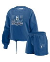 【送料無料】 ウェア バイ エリン アンドルーズ レディース パーカー・スウェット アウター Women's Navy Los Angeles Dodgers Washed Fleece Sweatshirt Shorts Lounge Set Navy