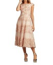 【送料無料】 タダシショージ レディース ワンピース トップス Adriane Floral Embroidered Tea-Length Dress Taup...
